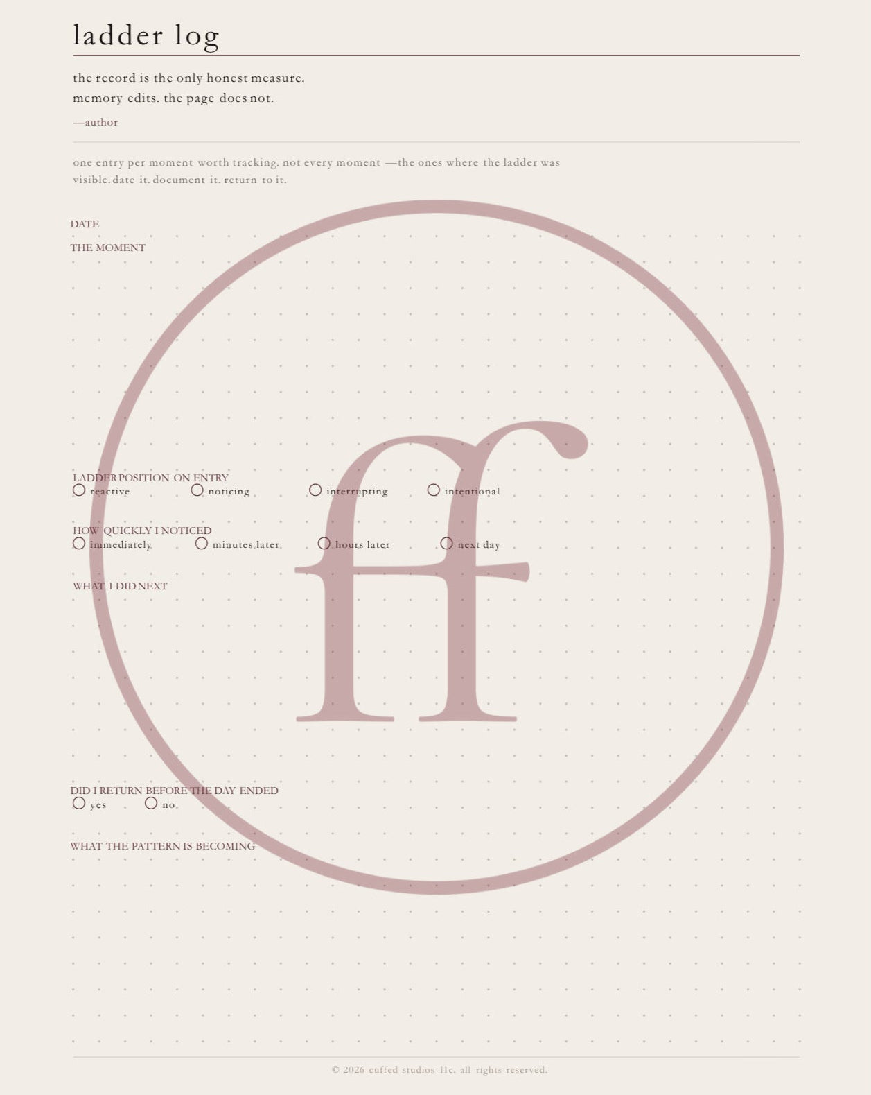 the earned worksheet bundle — all four printable companion worksheets to earned, featuring dot-grid writing surfaces and ladder framework tools. watermarked preview.